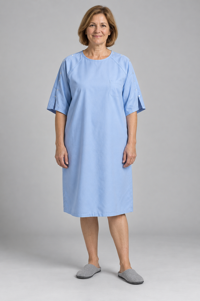 HM024 QUIES Shoulder-Snap Patient Gown - 1